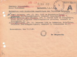 Liste ausländischer Staatsbürger*innen in Großenhain im Kreis Wesermünde in der britischen Besatzungszone, 31. Juli 1946 trotzdem da! Ein Projekt der Gedenkstätte Lager Sandbostel, 2024