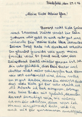 Brief des ehemaligen polnischen Zwangsarbeiters Johann Maciejko an Theresa (Thea) Klingenhäger, 29. Januar 1946 trotzdem da! Ein Projekt der Gedenkstätte Lager Sandbostel, 2024
