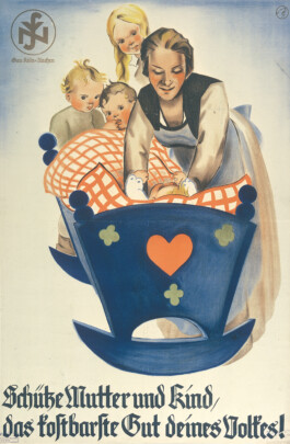Propagandaplakat »Schütze Mutter und Kind, das kostbarste Gut deines Volkes!«, zwischen 1934 und 1945 trotzdem da! Ein Projekt der Gedenkstätte Lager Sandbostel, 2024