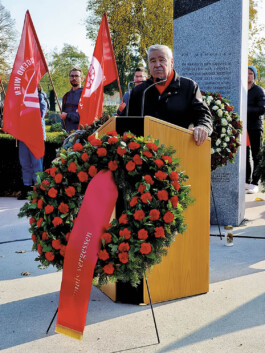 Veranstaltung zum Gedenken an die Opfer des österreichischen Faschismus und des Nationalsozialismus in Wien, 2021 trotzdem da! Ein Projekt der Gedenkstätte Lager Sandbostel, 2024